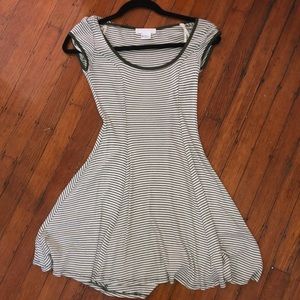 green and white ribbed dress